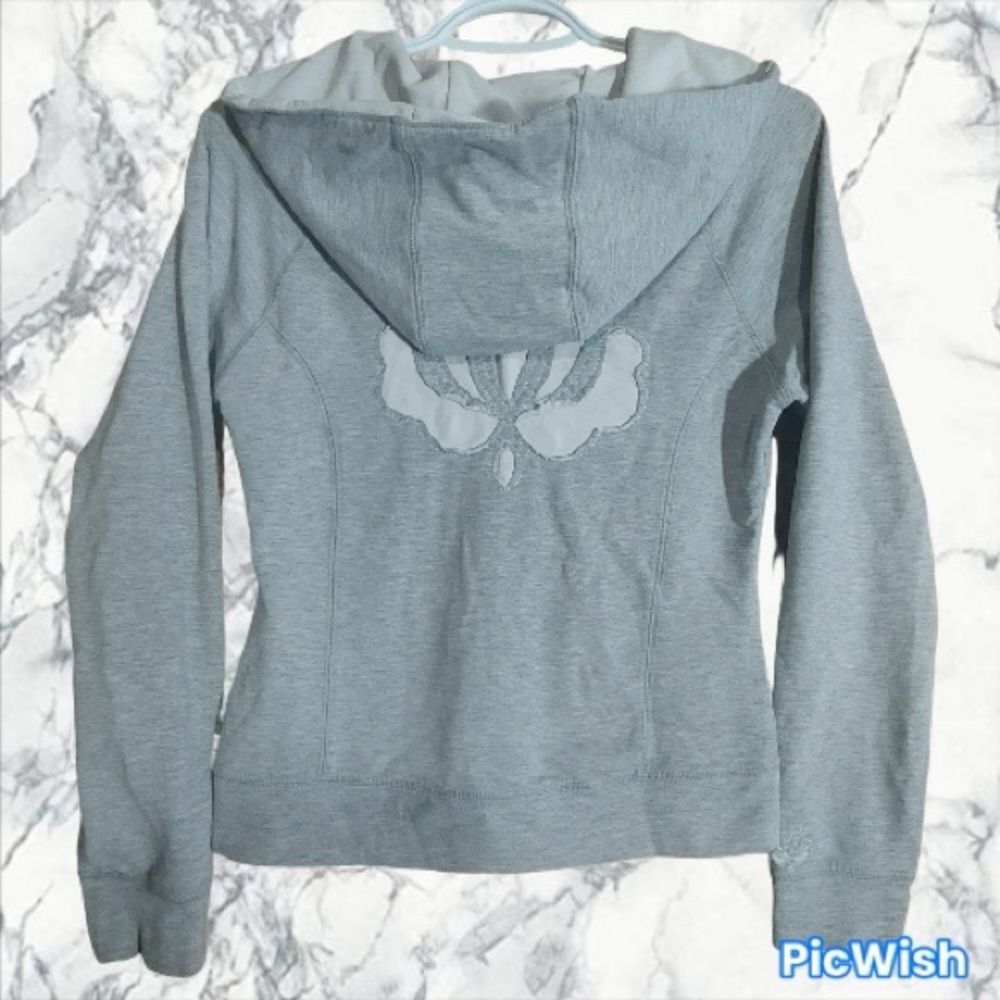 Y2K Urban Behavior Light Gray Hoodie with Back Applique